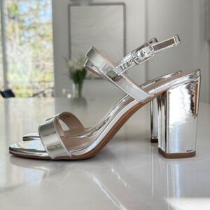 BP Lula Slingback Sandals in Silver Metallic